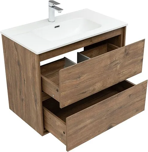 Тумба-умывальник подвесная Aquanet Милан 80 дуб рустикальный 00336379+640344