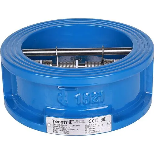 Клапан обратный поворотный двустворчатый межфланцевый Ду100 Ру16 Tecofi CB3448N-EP0100