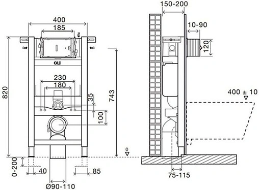 Инсталляция для подвесного унитаза OLI Expert Plus 820 721703