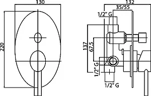Смеситель для ванны скрытого монтажа Cezares Over хром OVER-VDIM-01-Cr Смеситель для ванны скрытого монтажа Cezares Over хром OVER-VDIM-01-Cr, 2