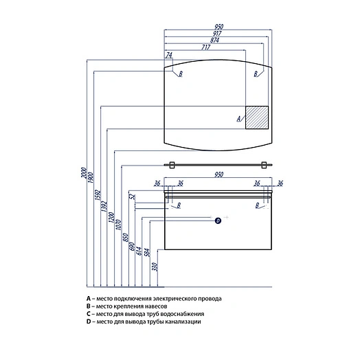 Тумба-умывальник подвесная Aquaton Севилья 95 белый жемчуг 1A1264K0SEG30