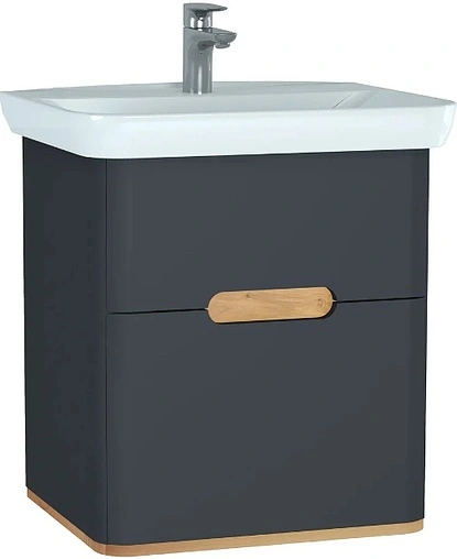 Тумба-умывальник VitrA Sento 65 антрацит/светлое дерево 60834