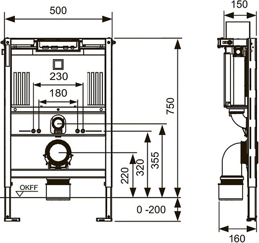Инсталляция для подвесного унитаза TECEprofil 9300291