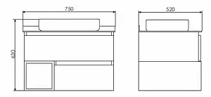 Тумба-умывальник подвесная Comforty Прага 75 дуб белый/серый 00004144201CF Тумба-умывальник подвесная Comforty Прага 75 дуб белый/серый 00004144201CF, 2