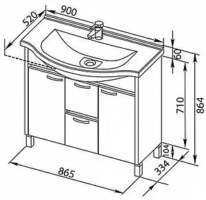 Тумба-умывальник напольная Aquanet Донна 90 дуб белый 00169181+00168865, 2