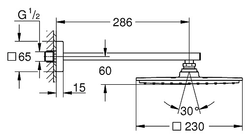 Лейка верхнего душа с настенным креплением Grohe Rainshower Allure 230 хром 26064000