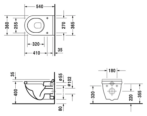 Унитаз подвесной Duravit Starck 3 белый 2200090000