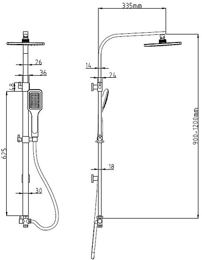 Душевая система без смесителя SMARTsant Квадро хром SM1208AA