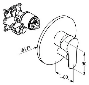 Смеситель для ванны скрытого монтажа Kludi Objekta хром 326500575 Смеситель для ванны скрытого монтажа Kludi Objekta хром 326500575, 2