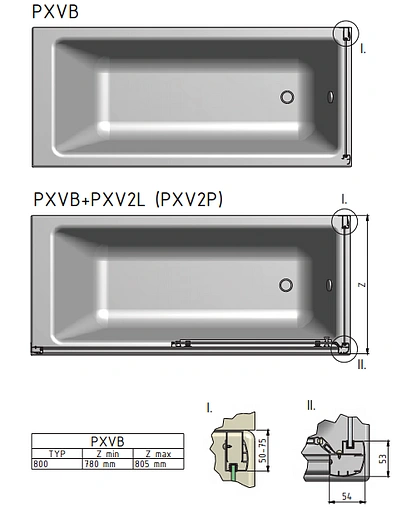 Боковая стенка 800мм прозрачное стекло Roltechnik PXVB PXVB/800 452-8000000-00-02