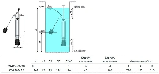 Насос колодезный центробежный 4&quot; Unipump ECO FLOAT-1 93868