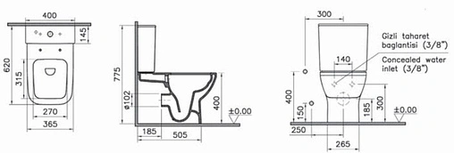 Унитаз-компакт безободковый VitrA Integra Square Rim-Ex белый 9833B003-7204