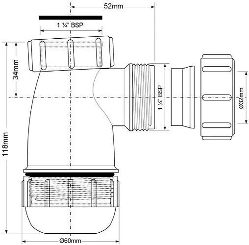 Сифон бутылочный для раковины Mc Alpine белый MRW2-NW-MINI