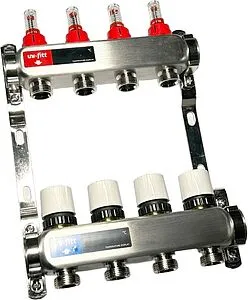 Группа коллекторная с расходомерами 4 отвода 1"в/в x ¾"ек Uni-fitt TECHNO 450W4304 Группа коллекторная с расходомерами 4 отвода 1"в/в x ¾"ек Uni-fitt TECHNO 450W4304, 4
