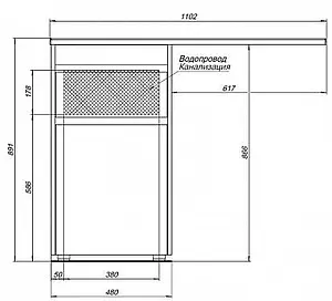 Тумба-умывальник напольная над стиральной машиной Aquanet Токио 110 L белый 00239289+00235497, 3