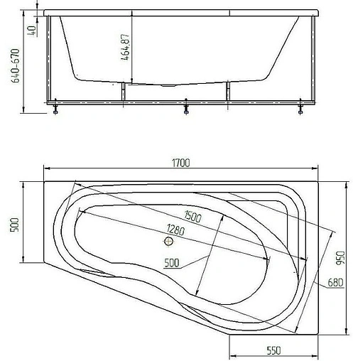 Ванна акриловая Aquatek Медея 170х95 L с каркасом (разборный) MED180-0000007