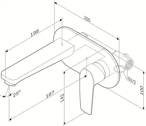 Смеситель для раковины из стены Am.Pm Gem чёрный матовый F90A72222
