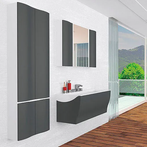 Шкаф-пенал подвесной двухстворчатый Aquaton Ондина 50 графит/белый 1A175803ODG20