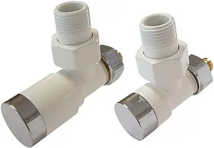 Комплект вентилей регулирующих угловых 15x1.0 x ½"н Schlosser Elegant белый/хром 604200006 Комплект вентилей регулирующих угловых 15x1.0 x ½"н Schlosser Elegant белый/хром 604200006, 1