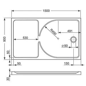 Поддон для душа искусственный мрамор низкий 1500x900мм Roltechnik Walk in 8000083 Поддон для душа искусственный мрамор низкий 1500x900мм Roltechnik Walk in 8000083, 3