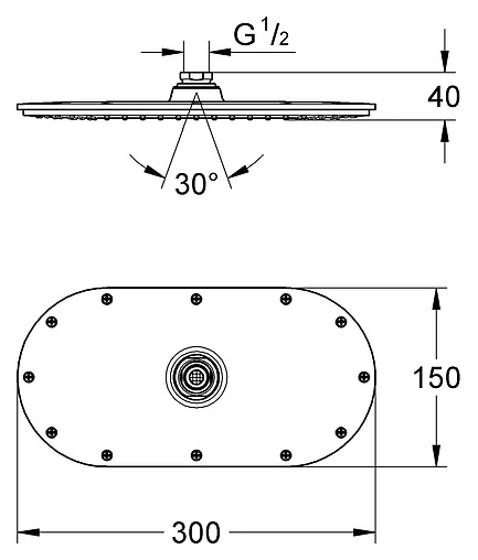 Лейка верхнего душа Grohe Rainshower Veris 300 хром 27471000