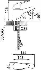 Смеситель для раковины Milardo Davis хром DA16204CMI Смеситель для раковины Milardo Davis хром DA16204CMI, 2