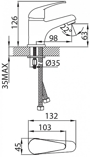Смеситель для раковины Milardo Davis хром DA16204CMI Смеситель для раковины Milardo Davis хром DA16204CMI