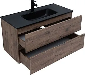 Тумба-умывальник подвесная Aquanet Алвита New 100 дуб веллингтон/табак 00334188+00254365, 4