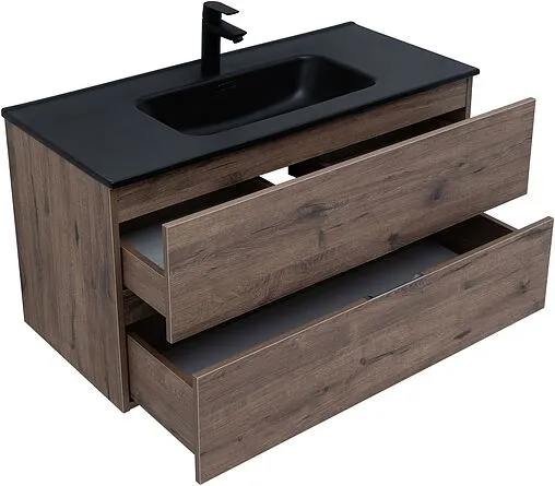 Тумба-умывальник подвесная Aquanet Алвита New 100 дуб веллингтон/табак 00334188+00254365