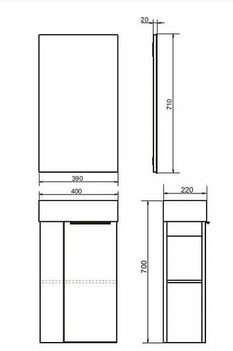 Тумба-умывальник подвесная Comforty Матэ 40 дуб тёмно-коричневый 00-00000832CF