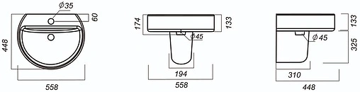Раковина Sanita Luxe Best 55 белый WB.PD/Best/55-C/WHT.G/S1