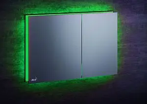 Клавиша смыва для унитаза AlcaPlast AIR LIGHT-GREEN нержавеющая сталь с зеленой подсветкой, 4