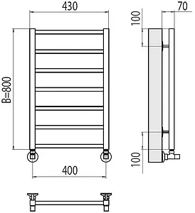 Полотенцесушитель водяной лесенка Terminus Контур П7 400х800 полированная сталь 4670078529640, 2