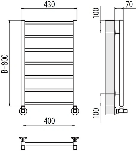 Полотенцесушитель водяной лесенка Terminus Контур П7 400х800 полированная сталь 4670078529640