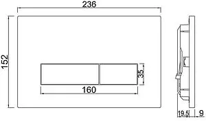 Клавиша смыва для унитаза Jaquar Kubix JCP-CHR-352415 хром матовый Клавиша смыва для унитаза Jaquar Kubix JCP-CHR-352415 хром матовый, 2