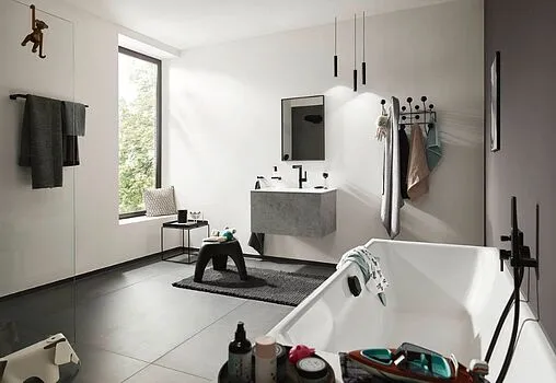 Смеситель для ванны скрытого монтажа Hansgrohe Finoris чёрный матовый 76416670