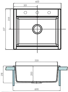 Мойка кухонная Aquaton Делия 60.2 графит 1A715232LD210 Мойка кухонная Aquaton Делия 60.2 графит 1A715232LD210, 2