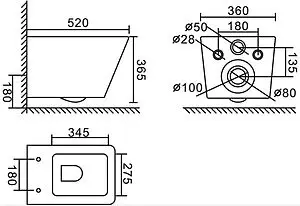 Комплект 5 в 1 BelBagno Ardente BB3202CHR-MB/BB3202SC-MB/BB002-80/BB007-PR-NERO.M с кнопкой черный матовый, 3