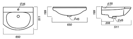 Раковина Sanita Лагуна 65 белый WB.FN/Laguna/65-C/WHT.G/S1