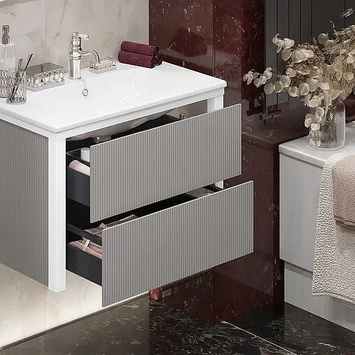 Тумба-умывальник подвесной Opadiris Рубинно 80 серый глянцевый 00-00007340+640177