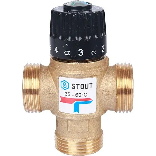 Трехходовой термостатический смесительный клапан 1&quot; +35...+60°С Kvs 2.5 Stout SVM-0120-256025