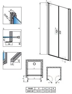 Дверь в нишу 800мм прозрачное стекло Radaway NES Black DWD I 80 10027080-54-01 Дверь в нишу 800мм прозрачное стекло Radaway NES Black DWD I 80 10027080-54-01, 1