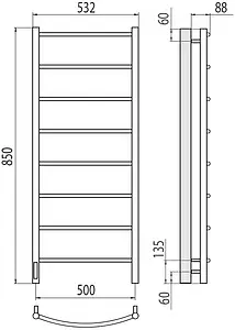 Полотенцесушитель электрический лесенка Terminus Классик П8 500х850 левый электро quick touch полированная сталь 4670078531377 Полотенцесушитель электрический лесенка Terminus Классик П8 500х850 левый электро quick touch полированная сталь 4670078531377, 2