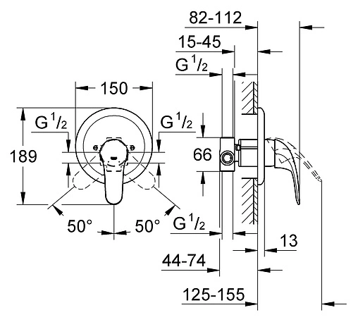 Смеситель для душа скрытого монтажа Grohe Euroeco хром 32742000