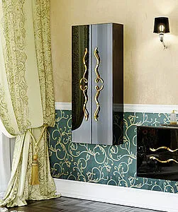 Шкаф-пенал подвесной двухстворчатый Clarberg Due Amanti 50 золото чёрный глянец/золото DUE0505BLK+DUER8GL Шкаф-пенал подвесной двухстворчатый Clarberg Due Amanti 50 золото чёрный глянец/золото DUE0505BLK+DUER8GL, 3