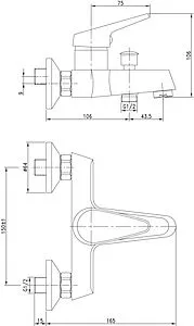 Смеситель для ванны Aquanet Round Handle хром SD90701 Смеситель для ванны Aquanet Round Handle хром SD90701, 2