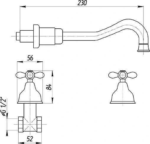 Смеситель для раковины из стены Migliore Princeton Plus золото ML.PRP-8069.Do