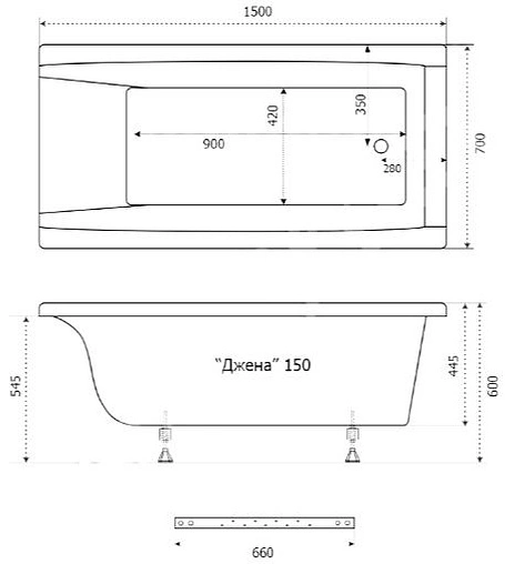 Ванна акриловая Triton Джена 150x70 Щ0000001221