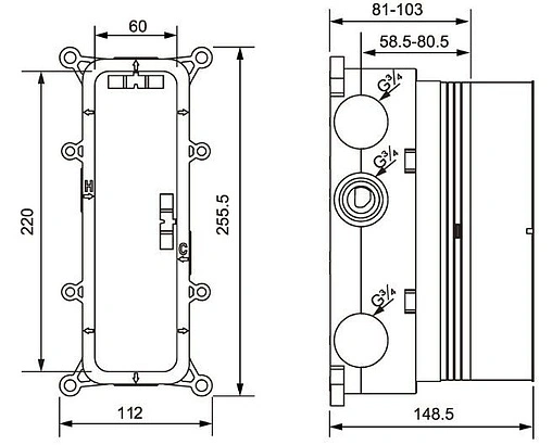 Душевая система с термостатом для ванны Timo Petruma чёрный матовый SX-5079/03SM