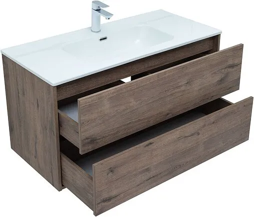 Тумба-умывальник подвесная Aquanet Lino 100 (Flat) дуб веллингтон 00287545+00254365